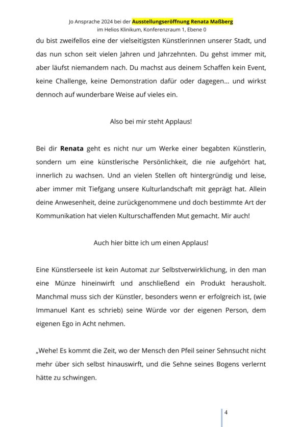 Rede von Jo Köhler zur Ausstellungseröffnung von Renata Maßberg 2024 Teil 4