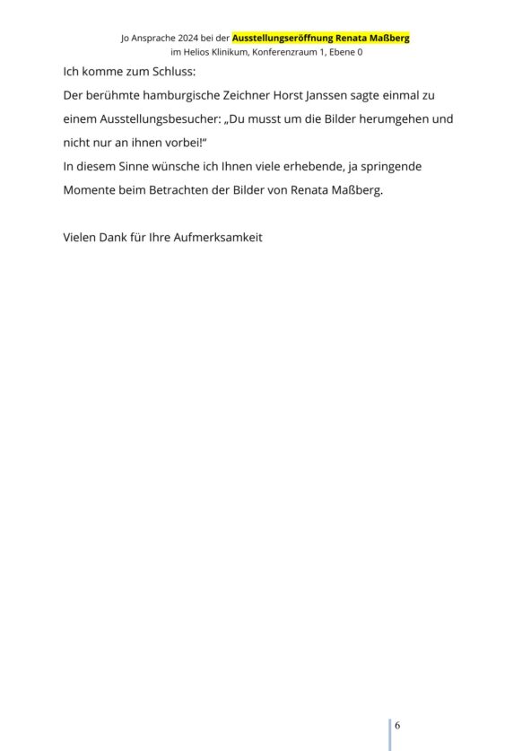 Rede von Jo Köhler zur Ausstellungseröffnung von Renata Maßberg 2024 Teil 6