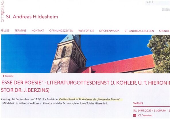 Ankündigung der Messe der Poesie